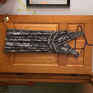 Black and white floral dress.